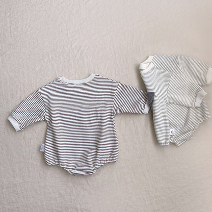 MyKids-USA® Baby Girl Striped Pattern Big Pocket Design Newborn Bodysuit
