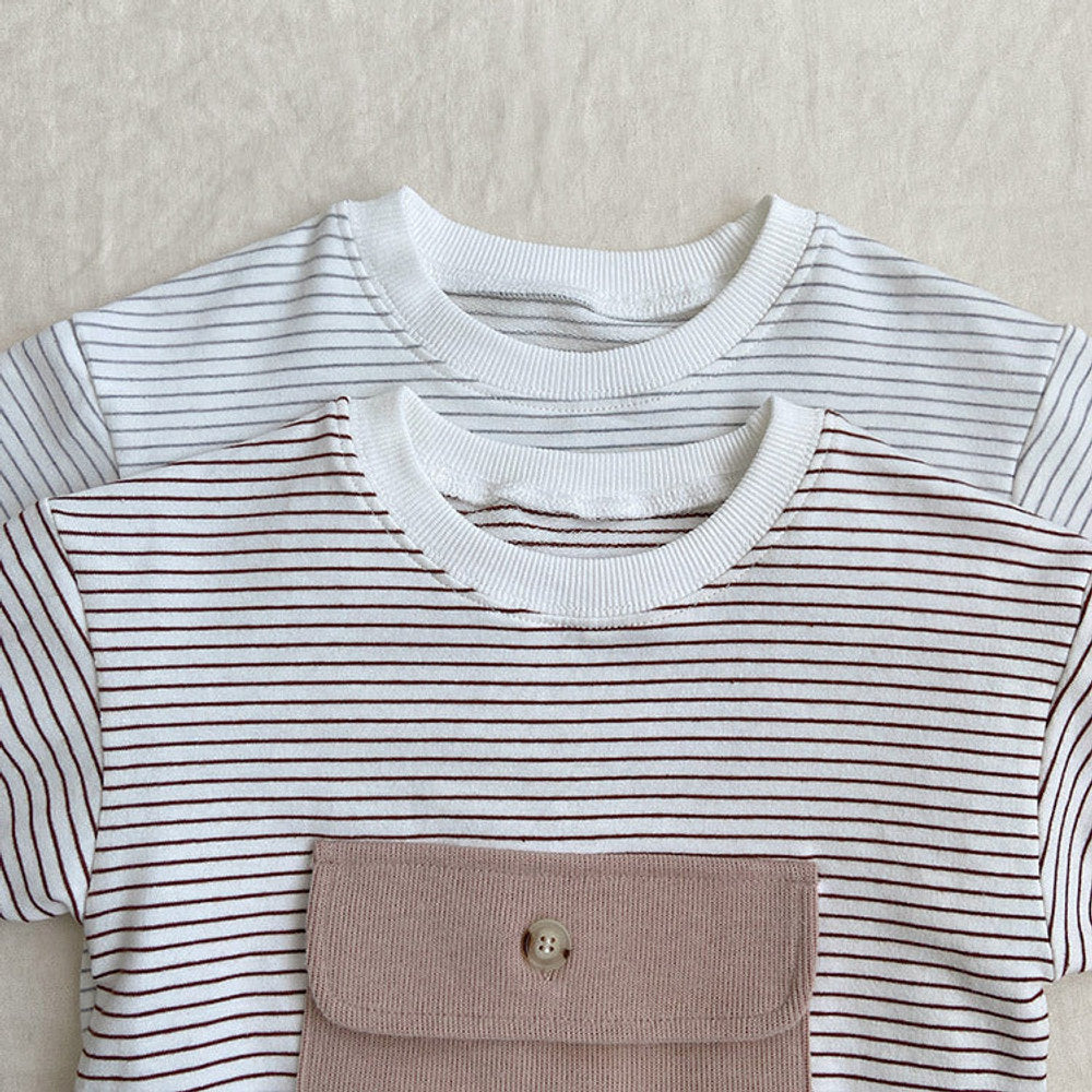 MyKids-USA® Baby Girl Striped Pattern Big Pocket Design Newborn Bodysuit