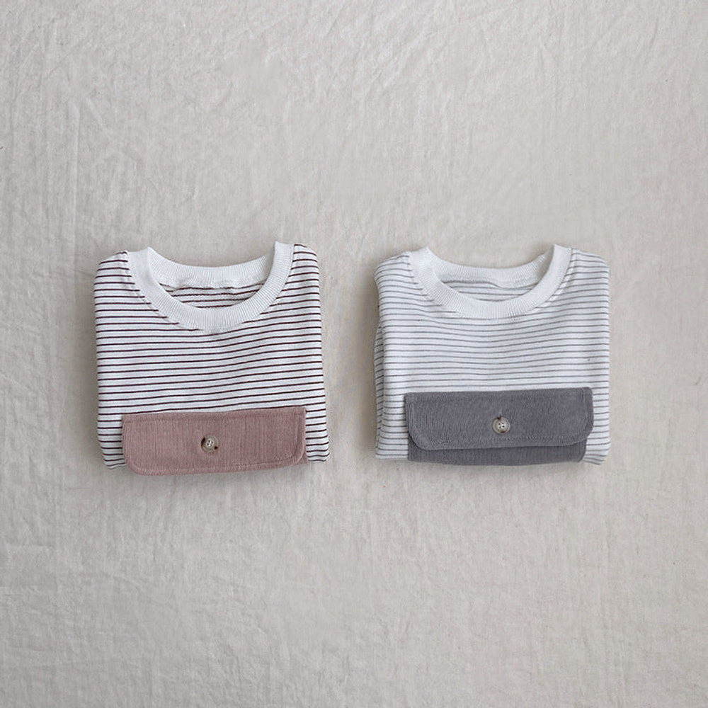 MyKids-USA® Baby Girl Striped Pattern Big Pocket Design Newborn Bodysuit