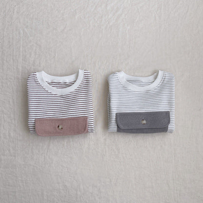 MyKids-USA® Baby Girl Striped Pattern Big Pocket Design Newborn Bodysuit