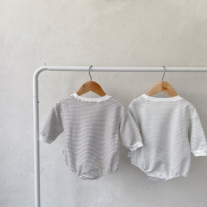 MyKids-USA® Baby Girl Striped Pattern Big Pocket Design Newborn Bodysuit