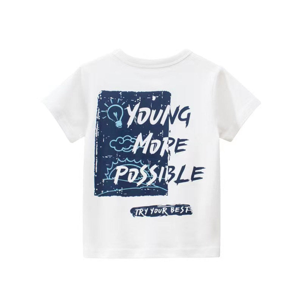 MyKids-USA® Baby Boy Letter Print Round Neck Short Sleeve Cotton Design Section Children’s Tops In