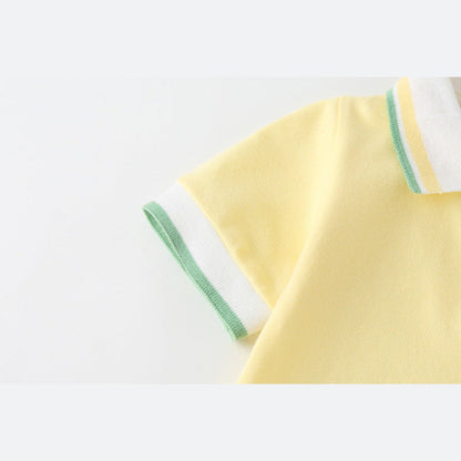 MyKids-USA® Baby Fruit Pattern Polo Collar Color Blocking Design Short-Sleeved bodysuit