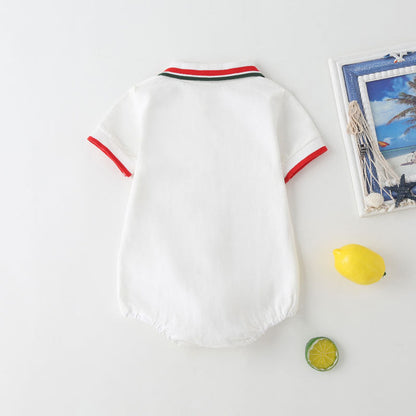 MyKids-USA® Baby Fruit Pattern Polo Collar Color Blocking Design Short-Sleeved bodysuit