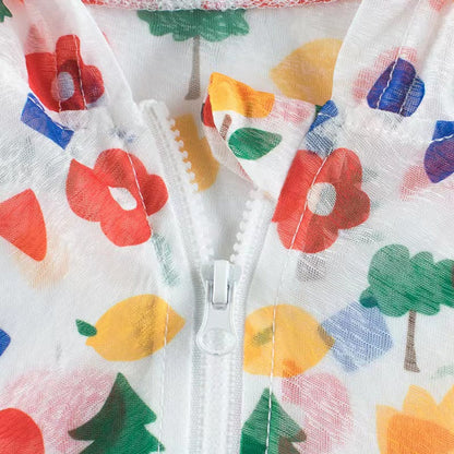 MyKids-USA® Baby Girl Floral Print Pattern Children Zipper Sunscreen Jacket With Hat