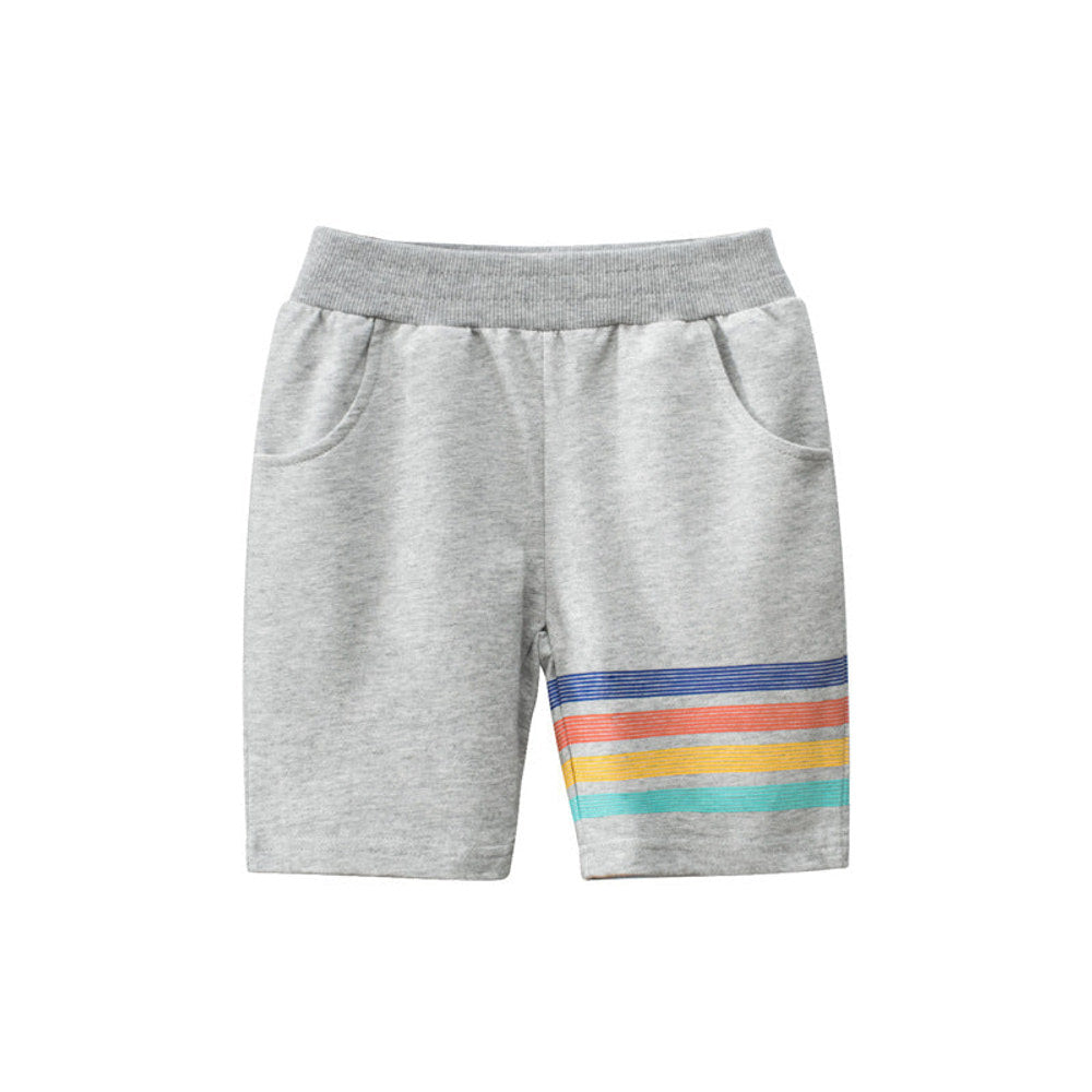 MyKids-USA® Baby Boy Colorful Striped Print New 5-Point Casual Pants With Pockets
