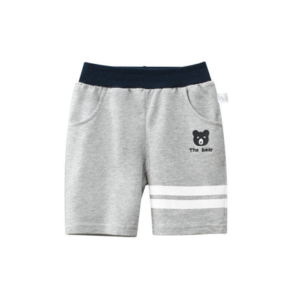 MyKids-USA® Baby Boy Bear Print Pattern Color Matching Design 2022 New 5-Point Casual Pants