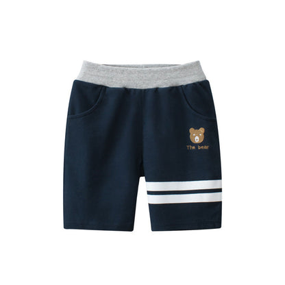 MyKids-USA® Baby Boy Bear Print Pattern Color Matching Design 2022 New 5-Point Casual Pants