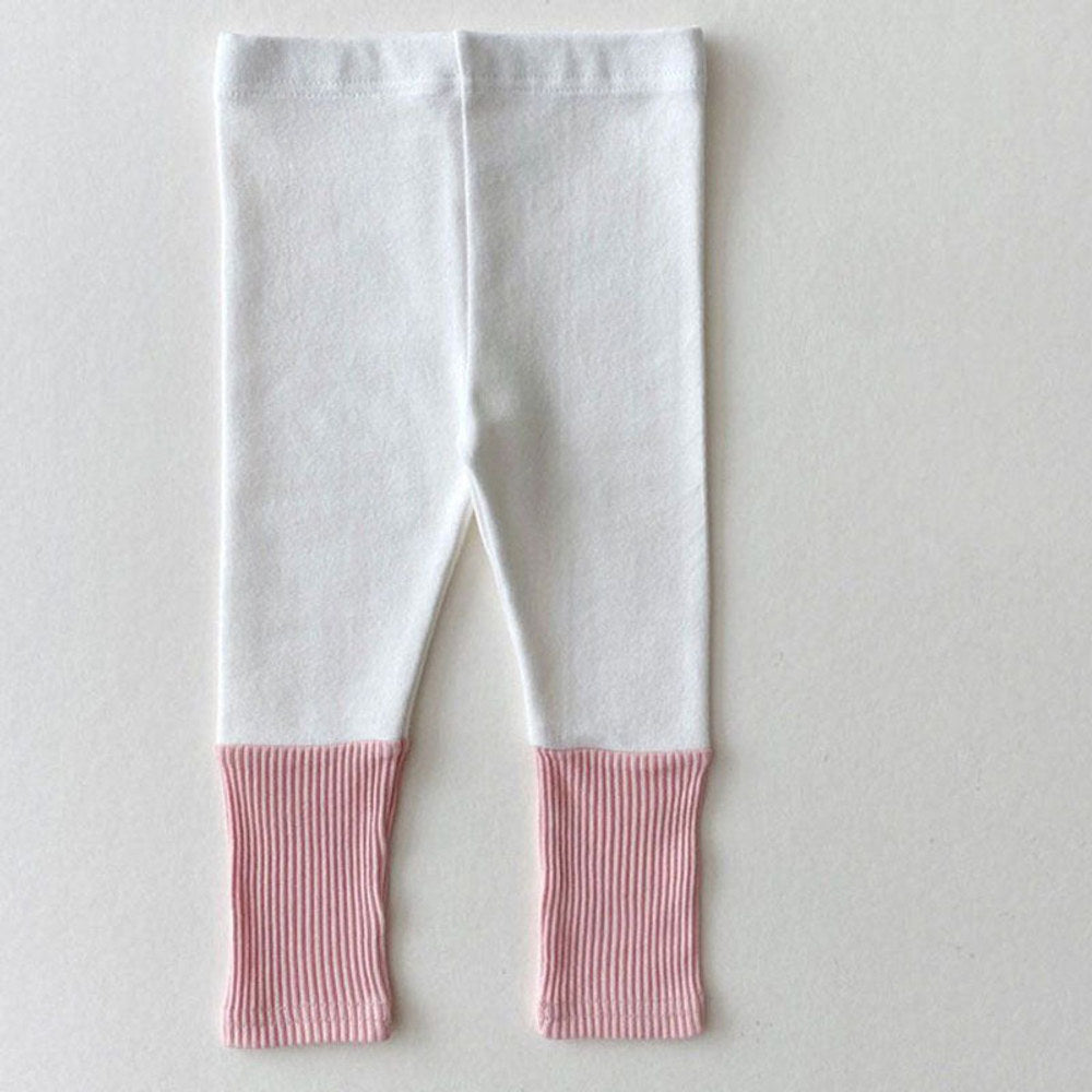 MyKids-USA® Baby Girl Candy Color Patchwork Design Tight Bottom Pants In Outfit Wearing