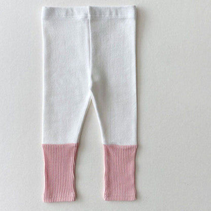 MyKids-USA® Baby Girl Candy Color Patchwork Design Tight Bottom Pants In Outfit Wearing