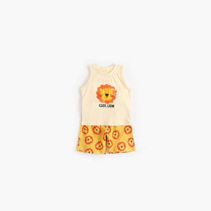 MyKids-USA® Baby Boy And Girl Animal Tiger Print Sleeveless Top Combo Shorts  Sets