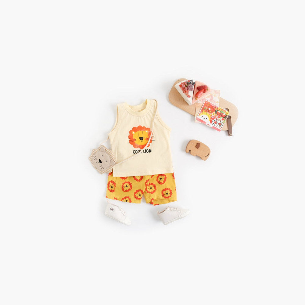 MyKids-USA® Baby Boy And Girl Animal Tiger Print Sleeveless Top Combo Shorts  Sets