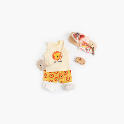 MyKids-USA® Baby Boy And Girl Animal Tiger Print Sleeveless Top Combo Shorts  Sets