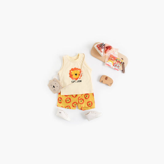 MyKids-USA® Baby Boy And Girl Animal Tiger Print Sleeveless Top Combo Shorts  Sets
