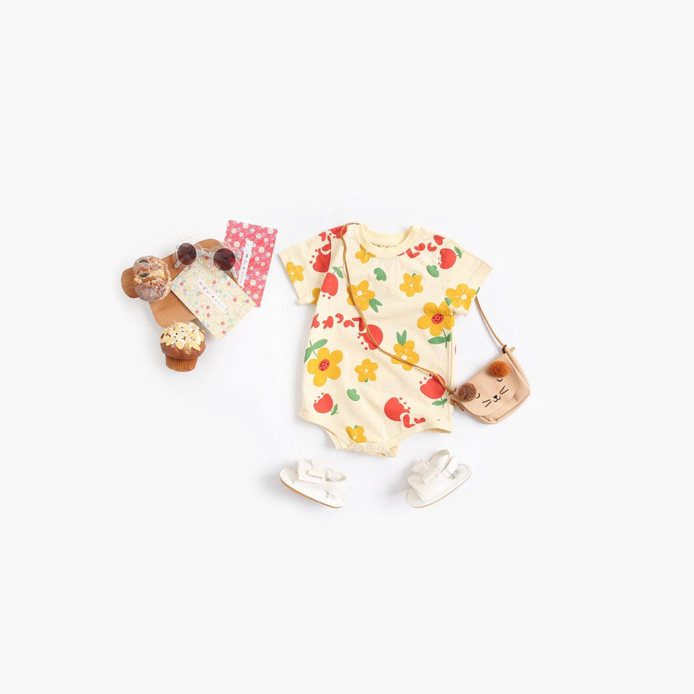 MyKids-USA® Baby Boy And Girl Cartoon Print Short-Sleeved O-Neck Casual bodysuit