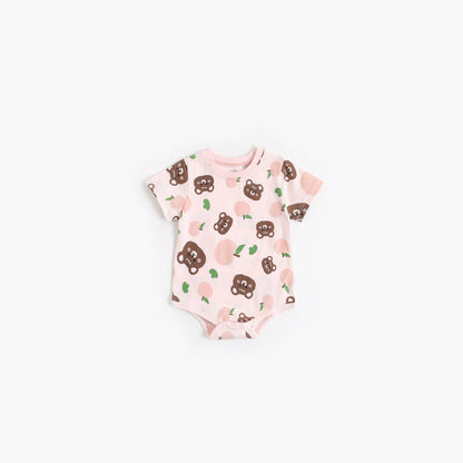 MyKids-USA® Baby Boy And Girl Cartoon Print Short-Sleeved O-Neck Casual bodysuit