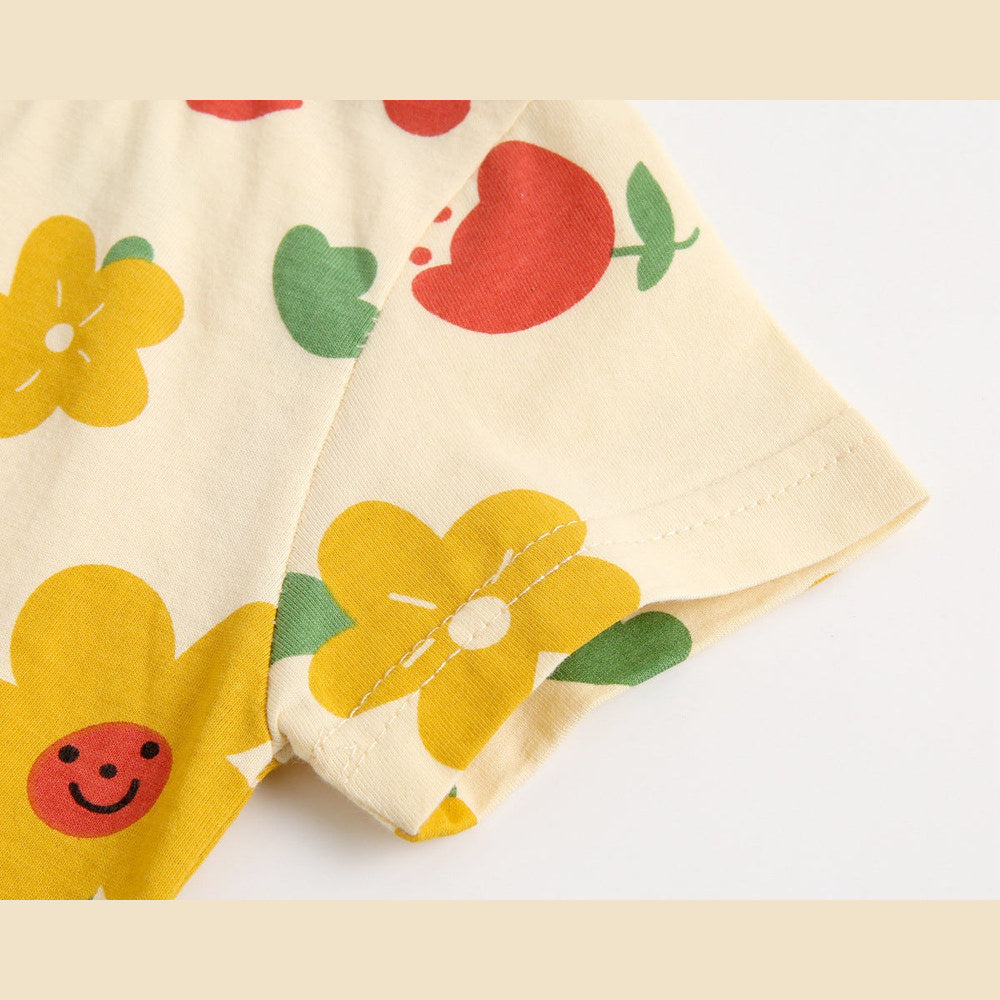 MyKids-USA® Baby Boy And Girl Cartoon Print Short-Sleeved O-Neck Casual bodysuit