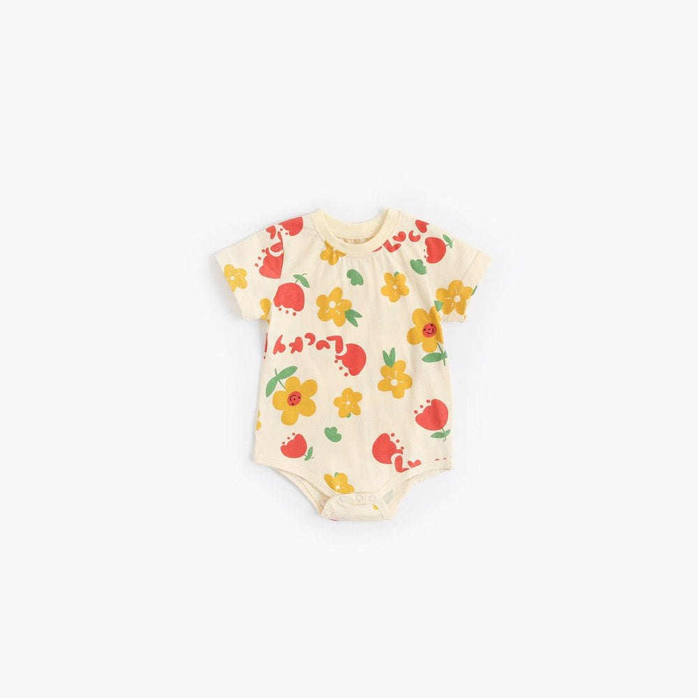 MyKids-USA® Baby Boy And Girl Cartoon Print Short-Sleeved O-Neck Casual bodysuit