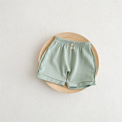 MyKids-USA® Baby Unisex Solid Color Comfy Shorts In