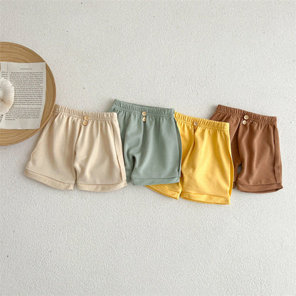 MyKids-USA® Baby Unisex Solid Color Comfy Shorts In