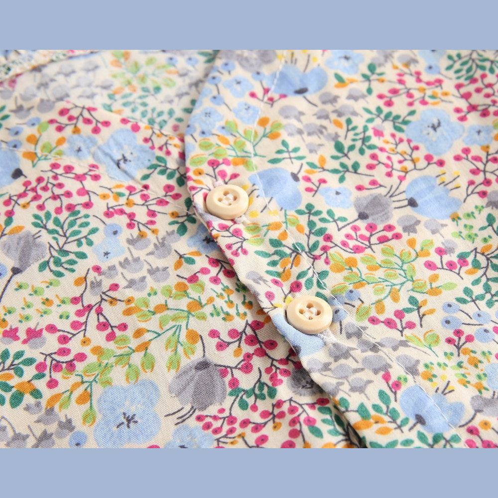 MyKids-USA® Baby Girls Floral Print V-Neck Buttoned Design Short-Sleeved bodysuit