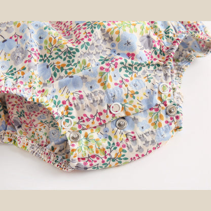 MyKids-USA® Baby Girls Floral Print V-Neck Buttoned Design Short-Sleeved bodysuit