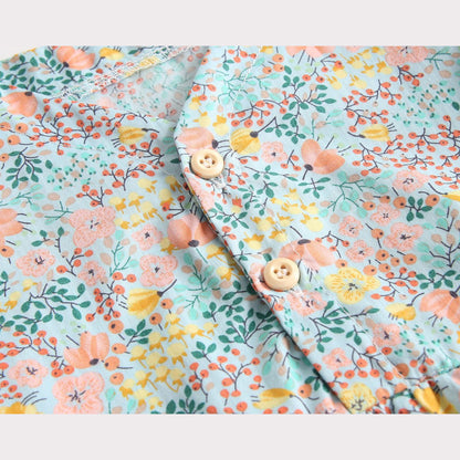 MyKids-USA® Baby Girls Floral Print V-Neck Buttoned Design Short-Sleeved bodysuit