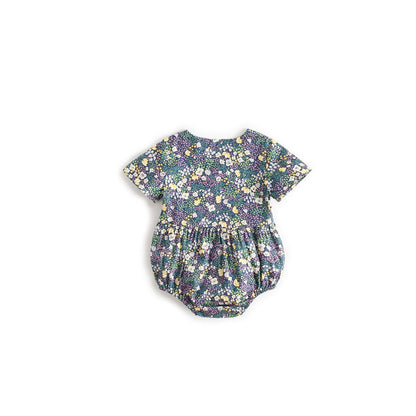 MyKids-USA® Baby Girls Floral Print V-Neck Buttoned Design Short-Sleeved bodysuit