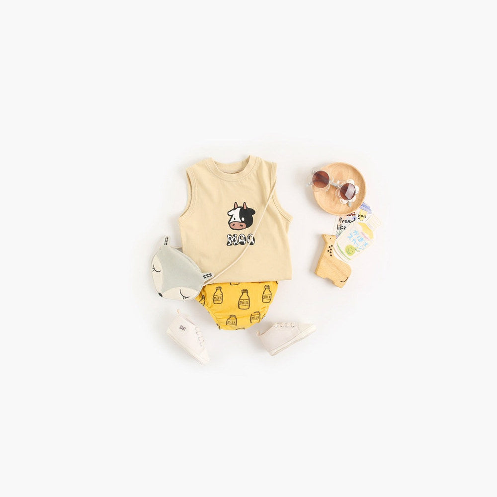 MyKids-USA® Baby Boy And Girl Animal Print Sleeveless T-Shirt Combo Shorts Sets