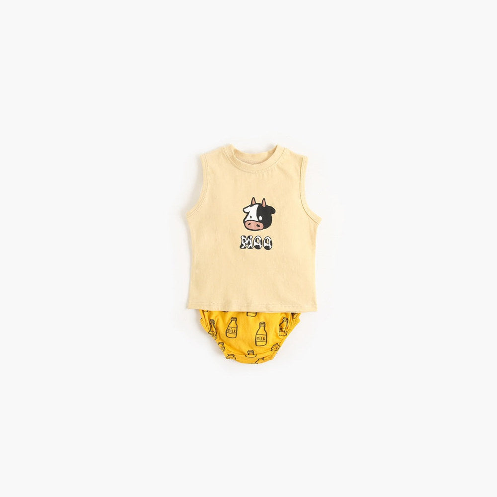 MyKids-USA® Baby Boy And Girl Animal Print Sleeveless T-Shirt Combo Shorts Sets
