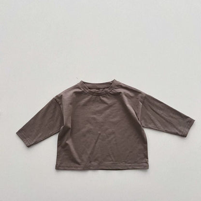 MyKids-USA® Baby Boy And Girl Solid Color Pullover Design Long-Sleeved Tops