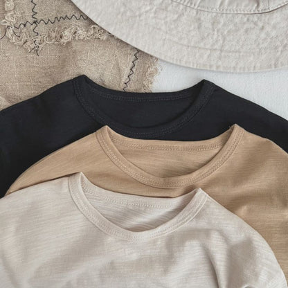 MyKids-USA® Baby Boy And Girl Solid Color O-Neck Design Long-Sleeved Tops In Spring