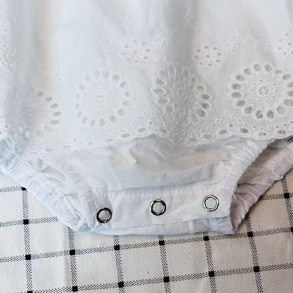 MyKids-USA® Baby Girl Solid Color Floral Embroidered Pattern Sleeveless bodysuit