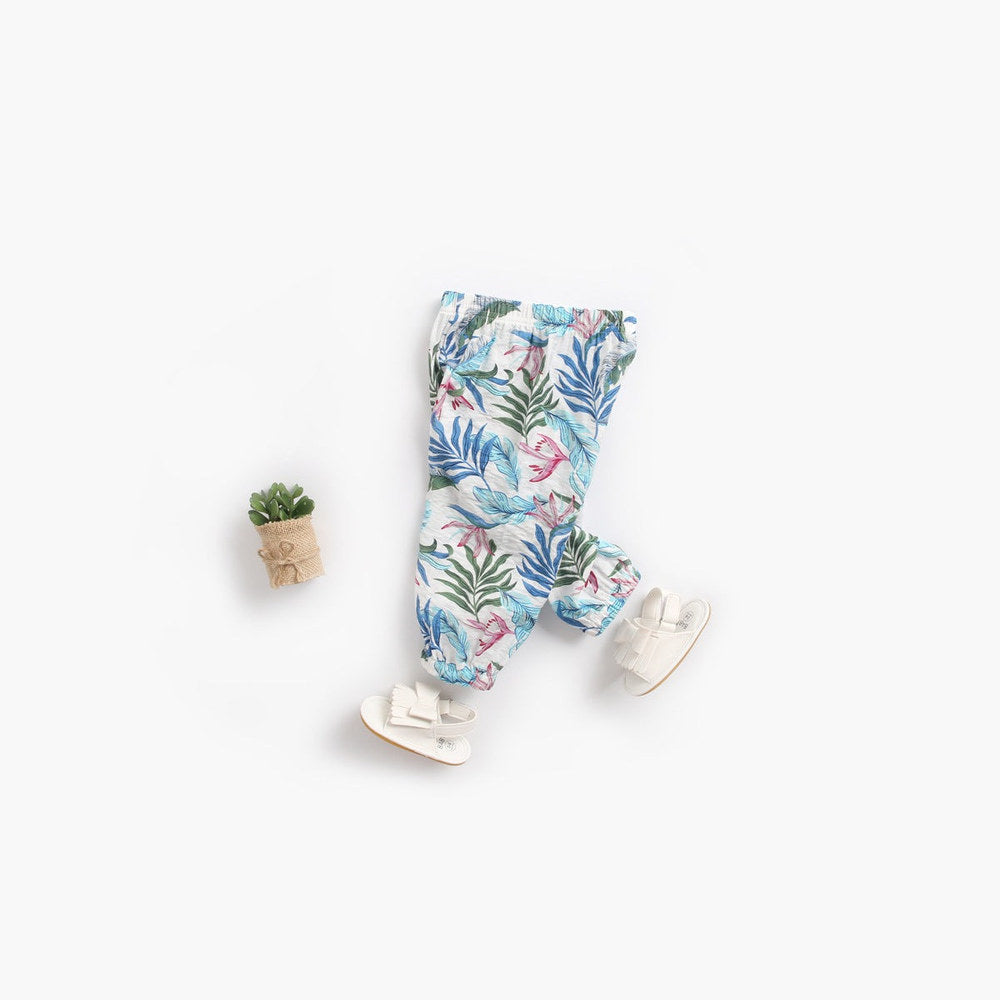 MyKids-USA® Baby Girl Floral Print Pattern Wide Leg Pants In