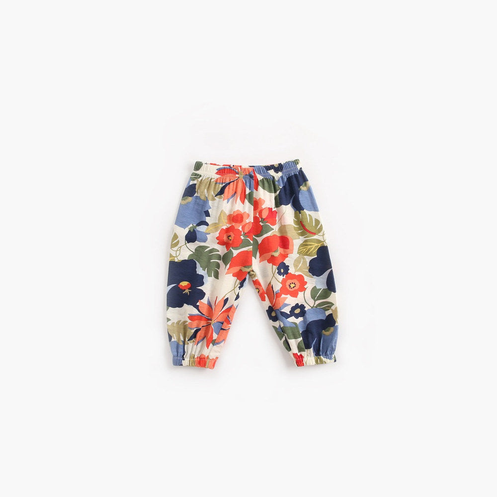 MyKids-USA® Baby Girl Floral Print Pattern Wide Leg Pants In