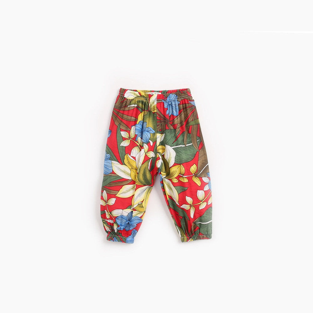 MyKids-USA® Baby Girl Floral Print Pattern Wide Leg Pants In