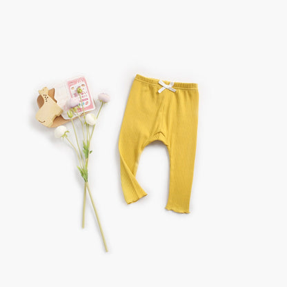 MyKids-USA® Baby Girl Solid Color Pants Leggings With Bow Decoration