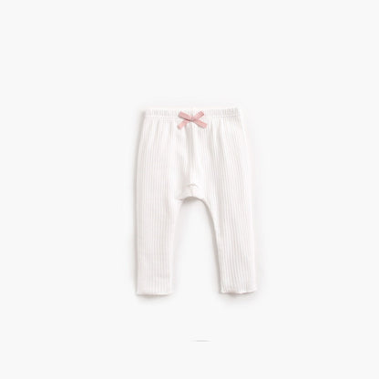 MyKids-USA® Baby Girl Solid Color Pants Leggings With Bow Decoration