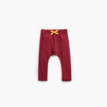 MyKids-USA® Baby Girl Solid Color Pants Leggings With Bow Decoration
