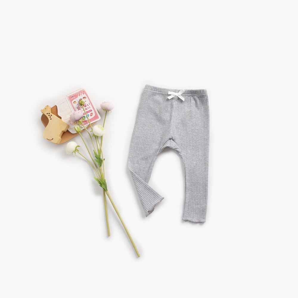 MyKids-USA® Baby Girl Solid Color Pants Leggings With Bow Decoration