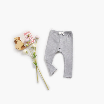 MyKids-USA® Baby Girl Solid Color Pants Leggings With Bow Decoration