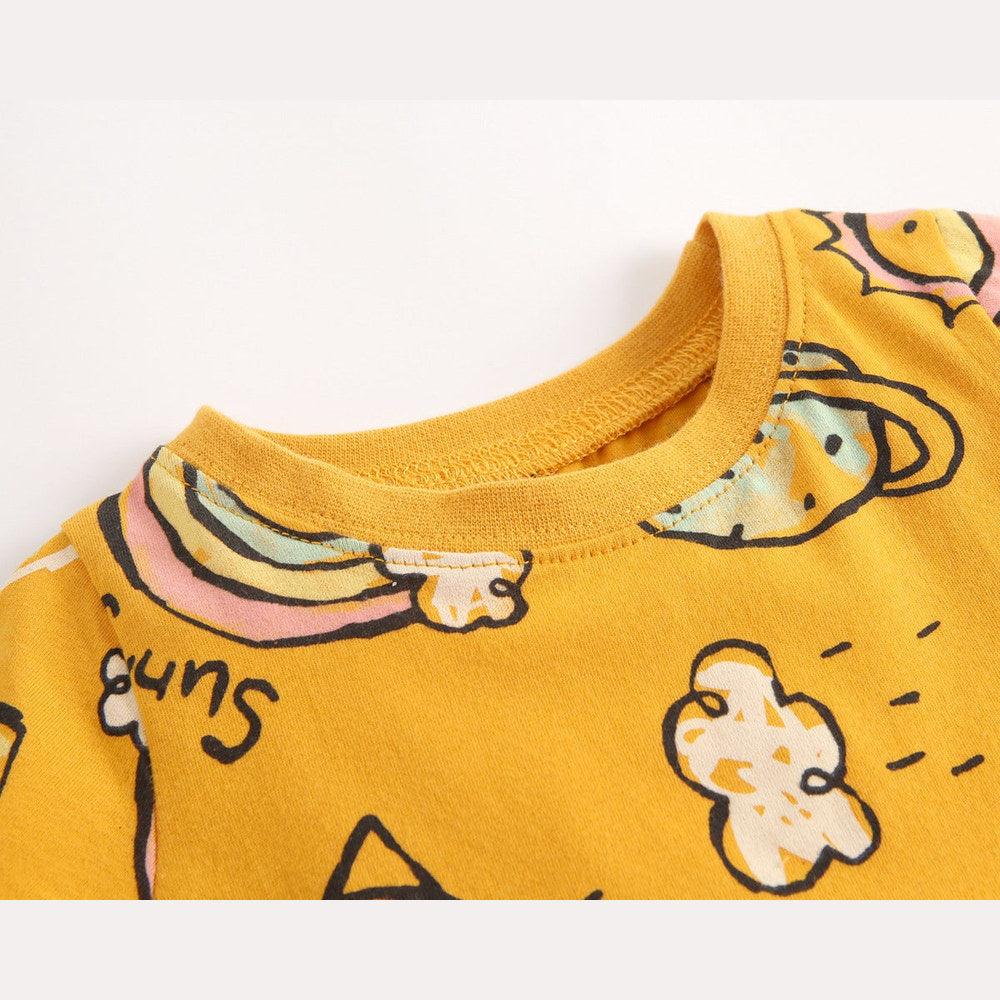 MyKids-USA® Baby Girls Cartoon Print Short-Sleeved O-Neck Dress
