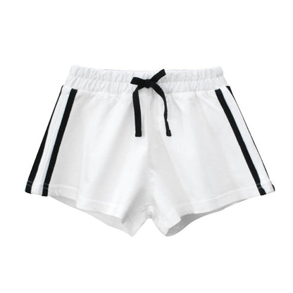 MyKids-USA® Baby Girl Solid Color Drawstring Design Casual Shorts In