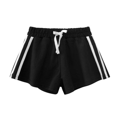MyKids-USA® Baby Girl Solid Color Drawstring Design Casual Shorts In