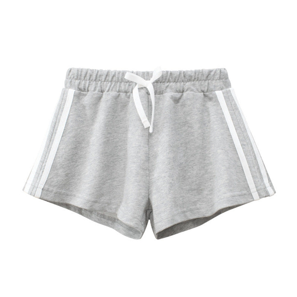 MyKids-USA® Baby Girl Solid Color Drawstring Design Casual Shorts In