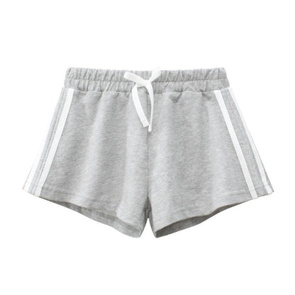 MyKids-USA® Baby Girl Solid Color Drawstring Design Casual Shorts In