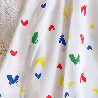MyKids-USA® Baby Girl Heart Print Pattern Ruffle Design Sleeveless Dress