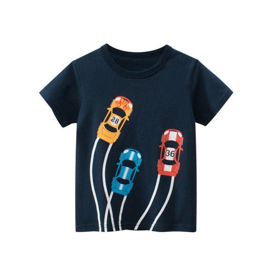 MyKids-USA® Baby Boy Cartoon Car Print Cool Short-Sleeved Tops