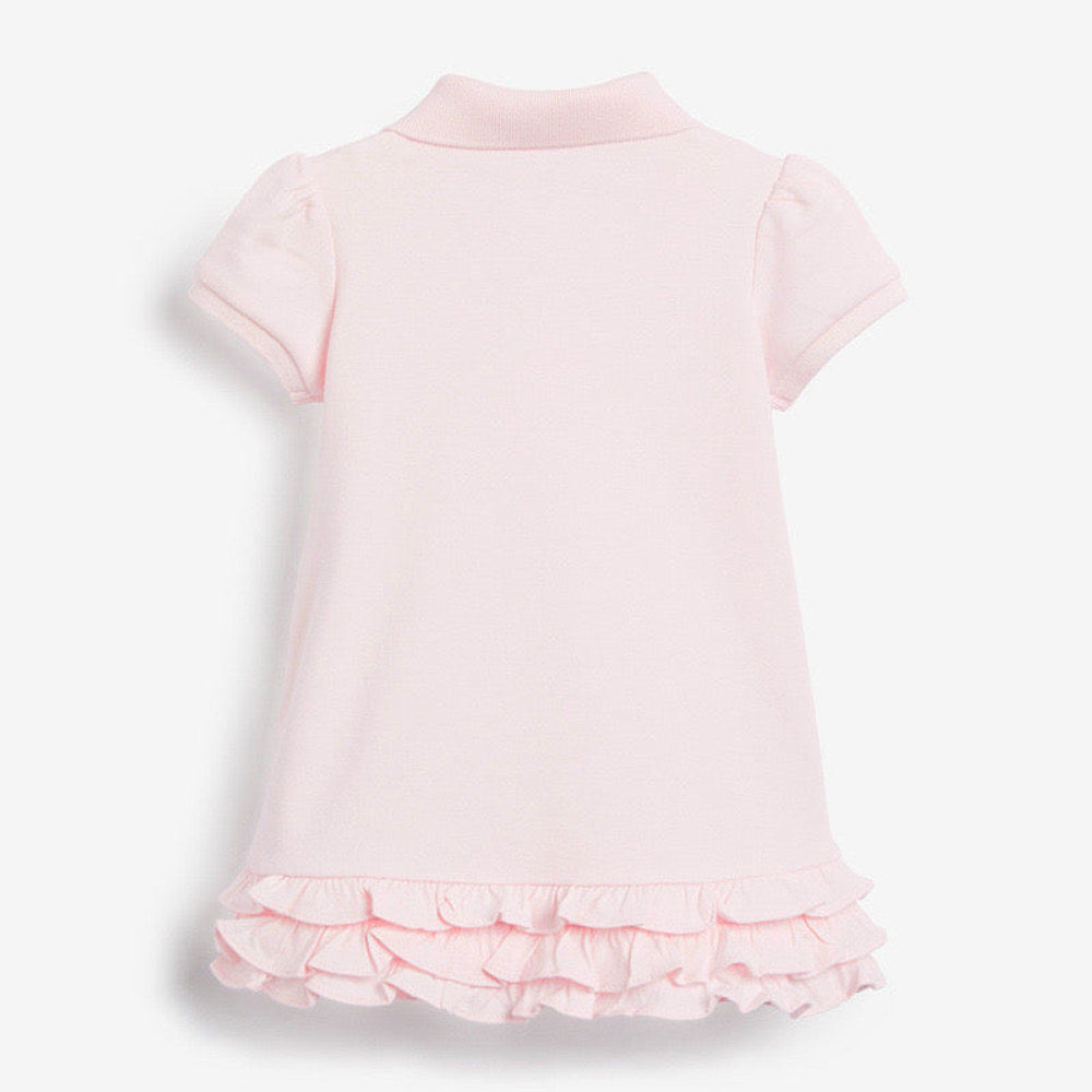 MyKids-USA® Baby Girl Allover Rainbow Graphic Polo Neck Rufffle Hem Dress