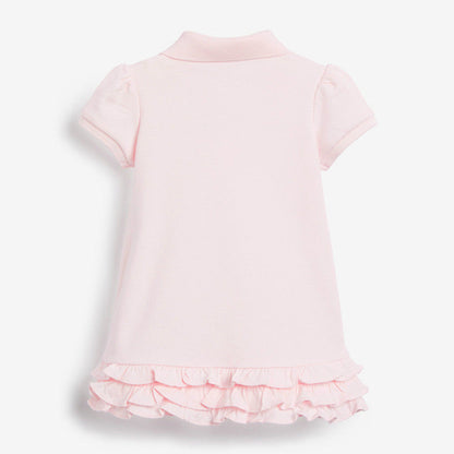 MyKids-USA® Baby Girl Allover Rainbow Graphic Polo Neck Rufffle Hem Dress